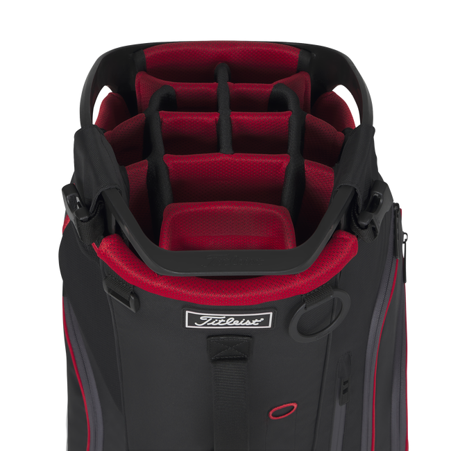 Titleist Hybrid 14 Golf Bag - Black / Black / Red