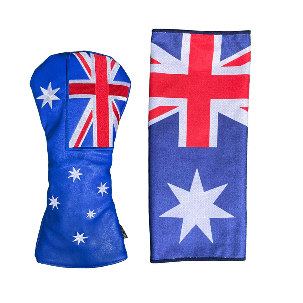 Australian Flag Driver Cover & Waffle Weave Golf Towel - The Back Nine Online