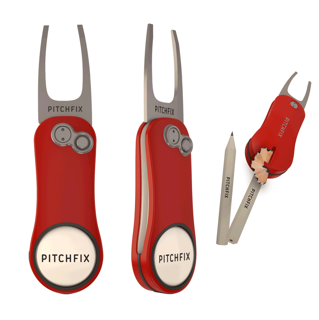 Pitchfix Hybrid 2.0 Divot Tool - Red - The Back Nine Online