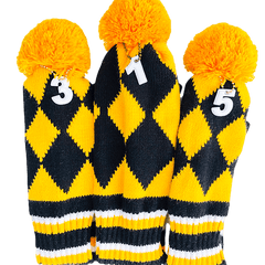 Retro Pom Pom Knitted Diamond Wood Cover Set - 1, 3, 5 - The Back Nine Online