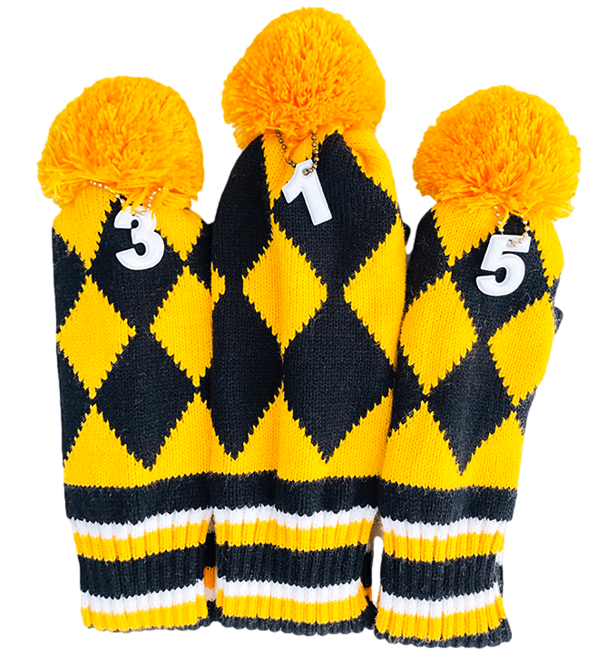 Retro Pom Pom Knitted Diamond Wood Cover Set - 1, 3, 5 - The Back Nine Online